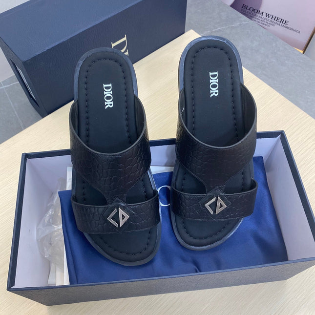 CD ALIDAS CROSS SNAKE MOTIF SANDAL BLACK CALFSKIN