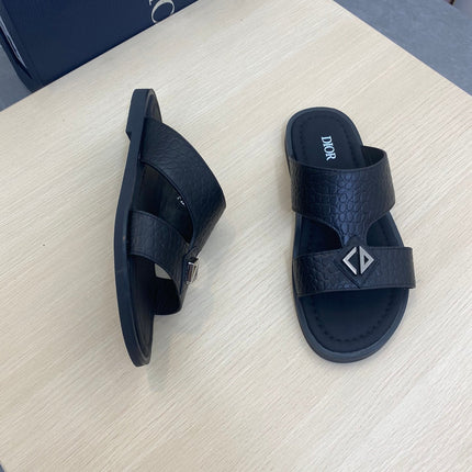 CD ALIDAS CROSS SNAKE MOTIF SANDAL BLACK CALFSKIN