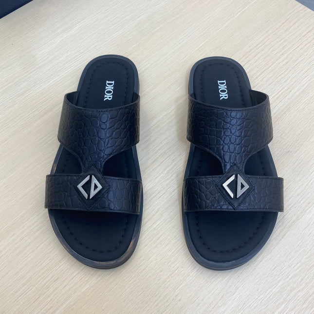 CD ALIDAS CROSS SNAKE MOTIF SANDAL BLACK CALFSKIN