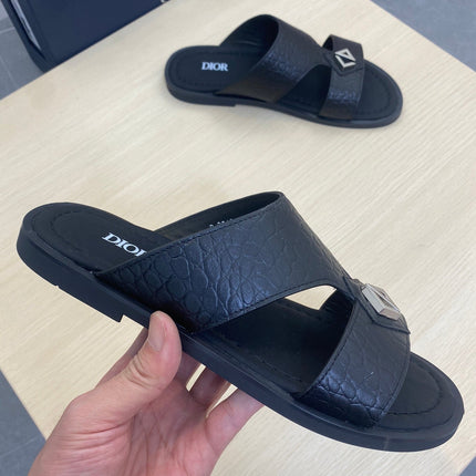 CD ALIDAS CROSS SNAKE MOTIF SANDAL BLACK CALFSKIN