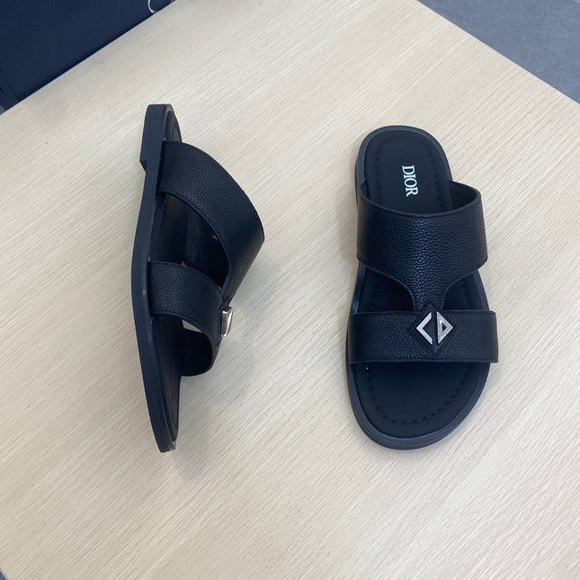 CD ALIDAS CROSS SANDAL BLACK GRAINED CALFSKIN