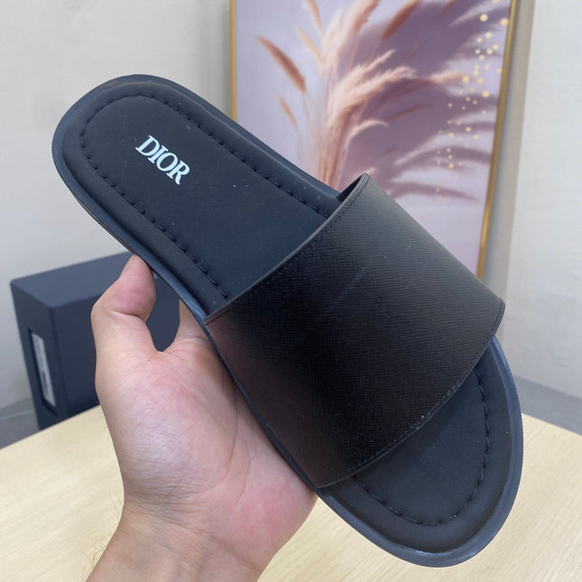 CD SLIDE ALIDAS SLIPPER BLACK CALFSKIN