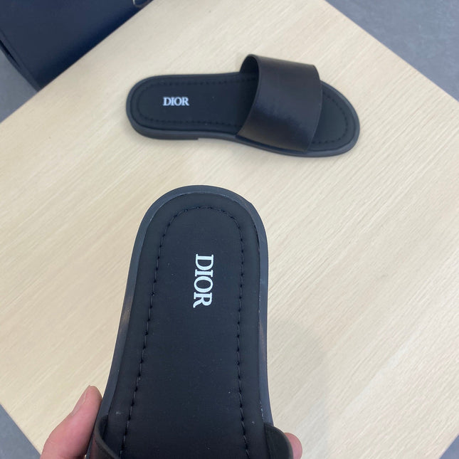 CD SLIDE ALIDAS SLIPPER BLACK CALFSKIN