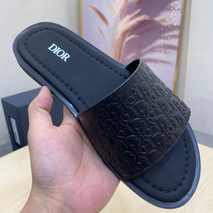 CD SLIDE ALIDAS SLIPPER BLACK MONOGRAM CALFSKIN