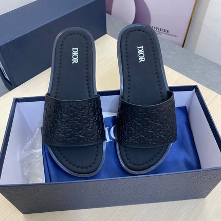 CD SLIDE ALIDAS SLIPPER BLACK MONOGRAM CALFSKIN