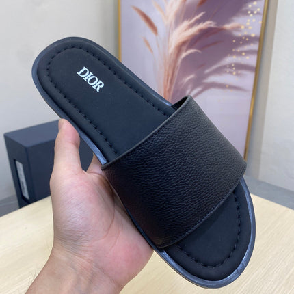 CD SLIDE ALIDAS SLIPPER BLACK GRAINED CALFSKIN