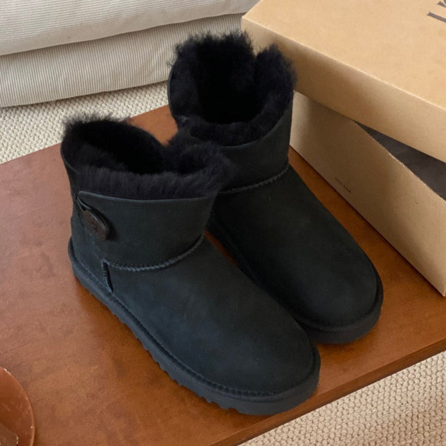 MINI BAILEY BUTTON II BOOT IN BLACK SUEDE AND SILK COTTON PADDING