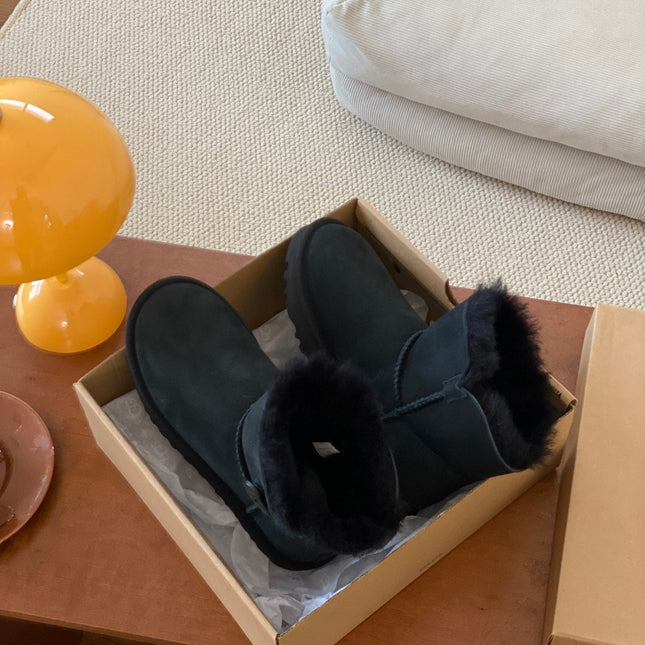 MINI BAILEY BUTTON II BOOT IN BLACK SUEDE AND SILK COTTON PADDING