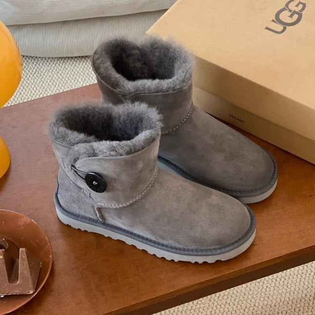 MINI BAILEY BUTTON II BOOT IN SILK GRAY SUEDE AND SILK COTTON PADDING