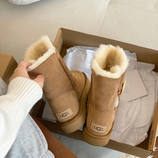 CLASSIC BAILEY BOOTS WITH BUTTONS IN CIDER BROWN SUEDE AND WOOL LINED