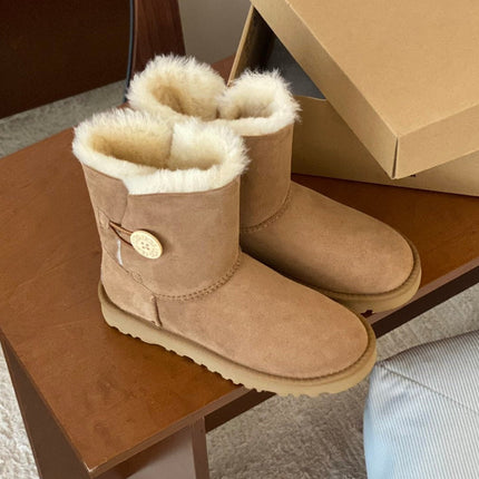 CLASSIC BAILEY BOOTS WITH BUTTONS IN CIDER BROWN SUEDE AND WOOL LINED