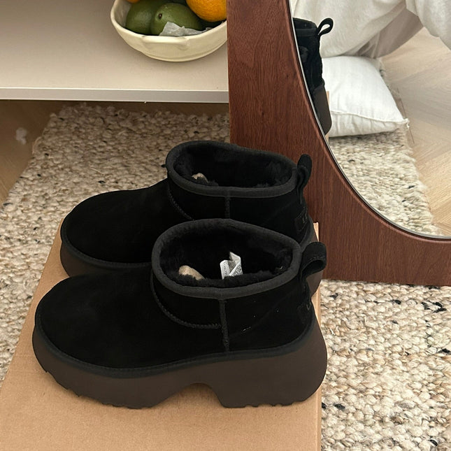 CLASSIC ULTRA MINI PLATFORM IN BLACK MIX CHOCOLATE BROWN SUEDE
