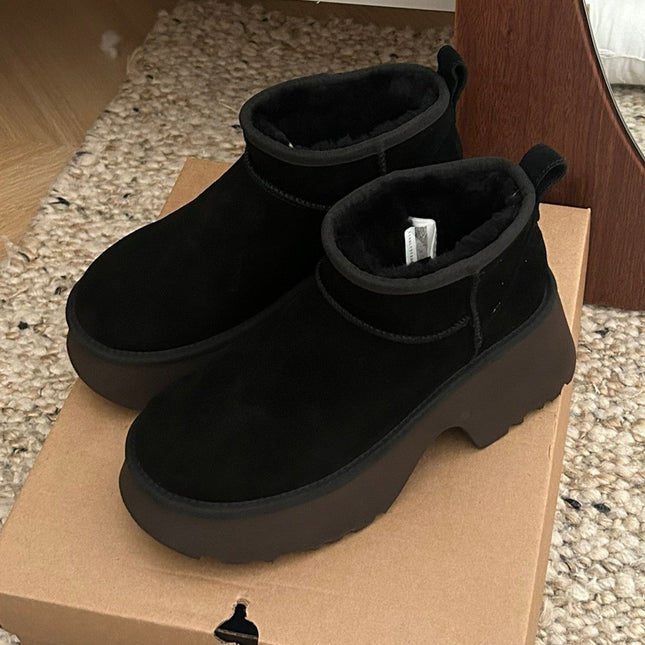 CLASSIC ULTRA MINI PLATFORM IN BLACK MIX CHOCOLATE BROWN SUEDE