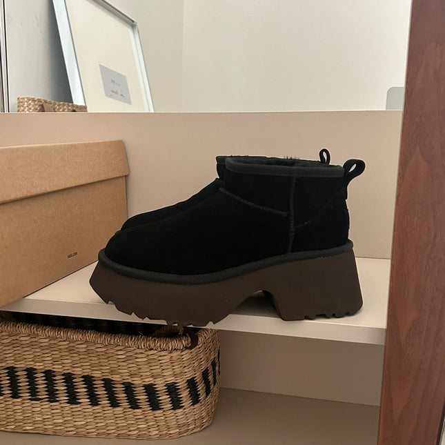 CLASSIC ULTRA MINI PLATFORM IN BLACK MIX CHOCOLATE BROWN SUEDE