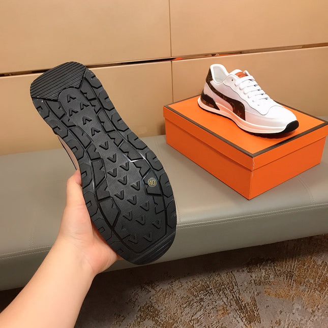 LV SNEAKERS IN GREY MIX BROWN CALFSKIN AND BRANDED PRINTED FABRIC