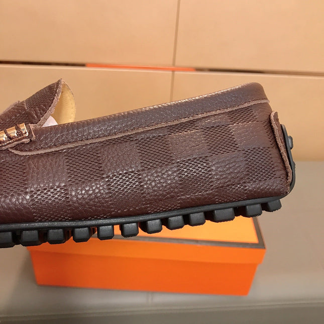 LV LOAFERS RUSSET BROWN DAMIER CALFSKIN WITH TASSEL