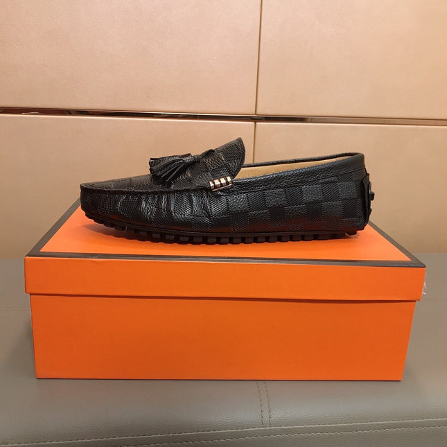 LV LOAFERS BLACK DAMIER CALFSKIN WITH TASSEL
