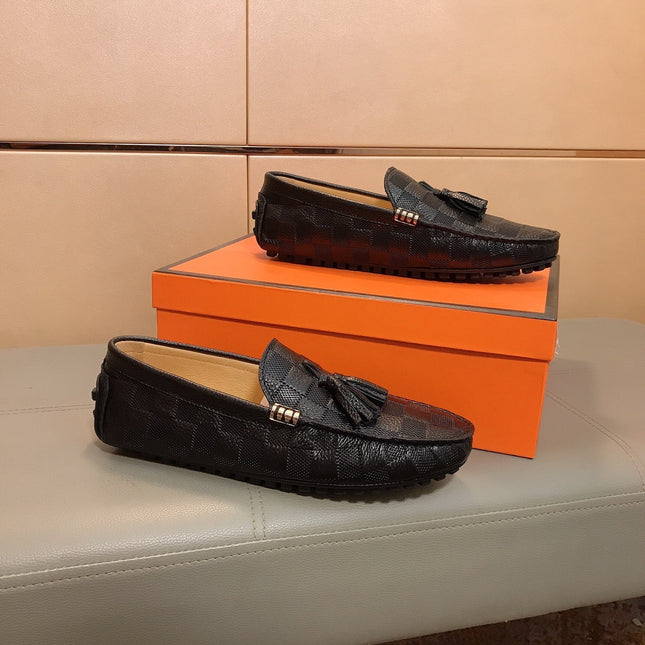 LV LOAFERS BLACK DAMIER CALFSKIN WITH TASSEL