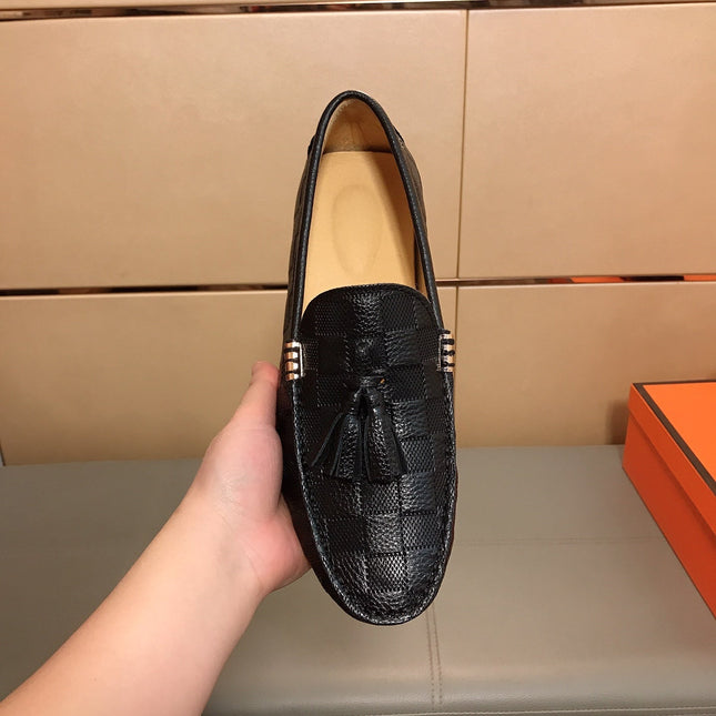 LV LOAFERS BLACK DAMIER CALFSKIN WITH TASSEL