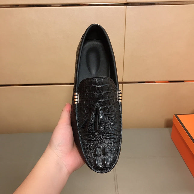 LV LOAFERS BLACK EMBOSSED CALFSKIN WITH TASSEL