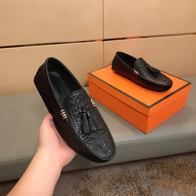 LV LOAFERS BLACK EMBOSSED CALFSKIN WITH TASSEL