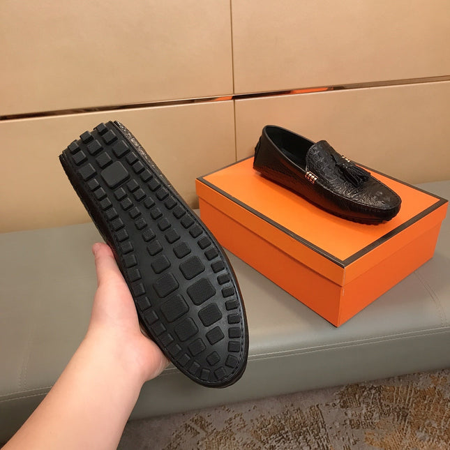 LV LOAFERS BLACK EMBOSSED CALFSKIN WITH TASSEL
