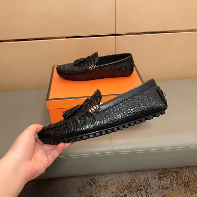LV LOAFERS BLACK EMBOSSED CALFSKIN WITH TASSEL