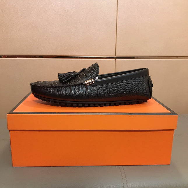 LV LOAFERS BLACK EMBOSSED CALFSKIN WITH TASSEL
