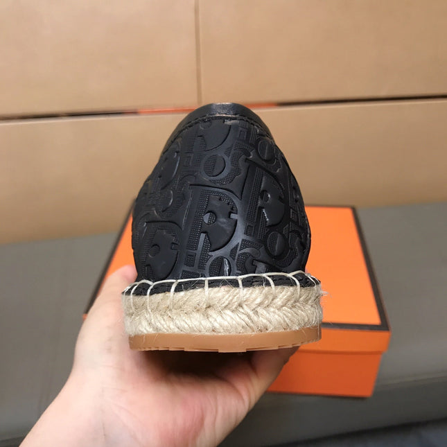 CD PARADISE ESPADRILLE LOAFER BLACK EMBOSSED CALFSKIN
