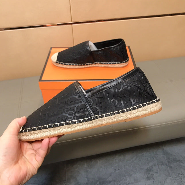 CD PARADISE ESPADRILLE LOAFER BLACK EMBOSSED CALFSKIN