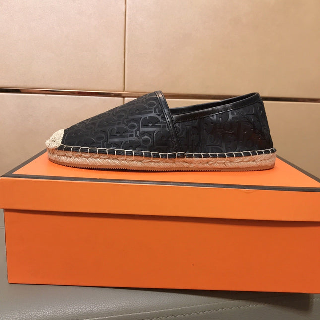 CD PARADISE ESPADRILLE LOAFER BLACK EMBOSSED CALFSKIN