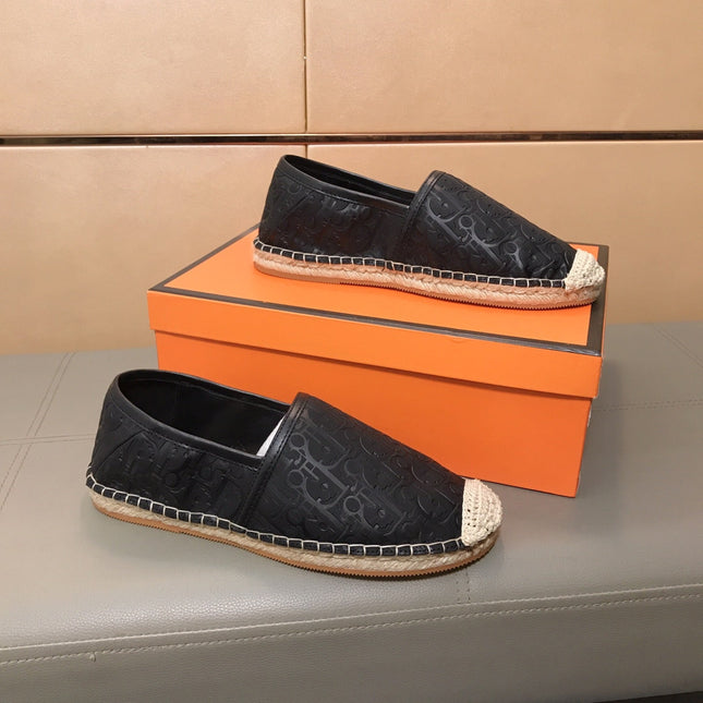 CD PARADISE ESPADRILLE LOAFER BLACK EMBOSSED CALFSKIN