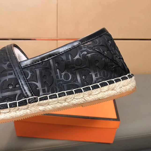 CD PARADISE ESPADRILLE LOAFER BLACK EMBOSSED CALFSKIN