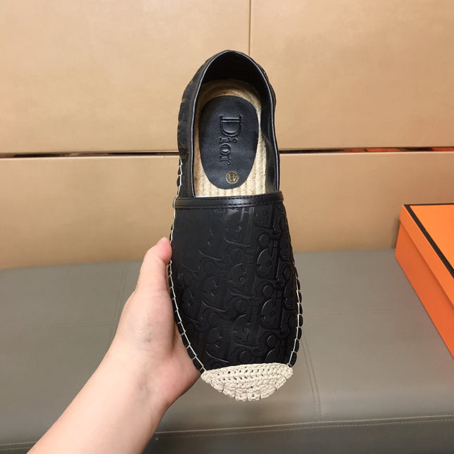 CD PARADISE ESPADRILLE LOAFER BLACK EMBOSSED CALFSKIN