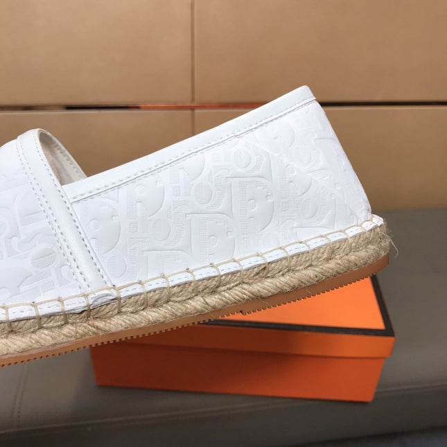 CD PARADISE ESPADRILLE LOAFER WHITE EMBOSSED CALFSKIN