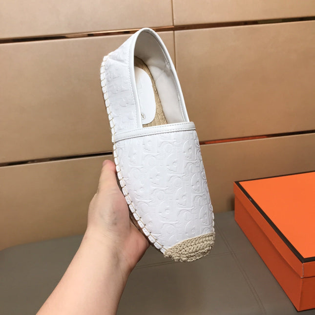 CD PARADISE ESPADRILLE LOAFER WHITE EMBOSSED CALFSKIN