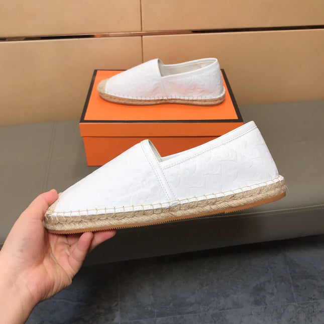 CD PARADISE ESPADRILLE LOAFER WHITE EMBOSSED CALFSKIN