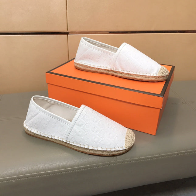 CD PARADISE ESPADRILLE LOAFER WHITE EMBOSSED CALFSKIN