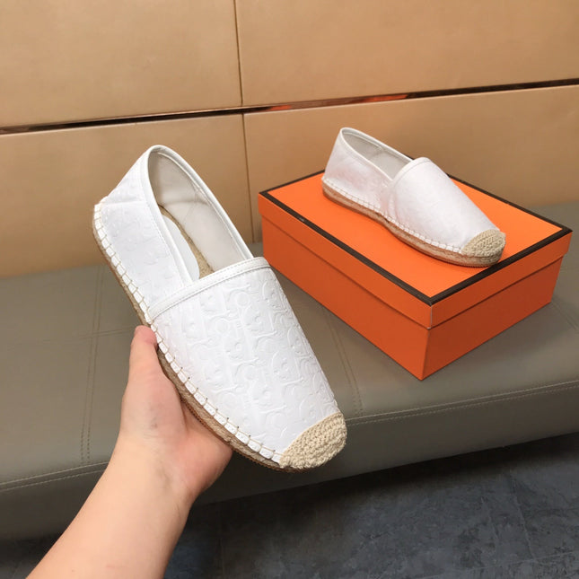 CD PARADISE ESPADRILLE LOAFER WHITE EMBOSSED CALFSKIN