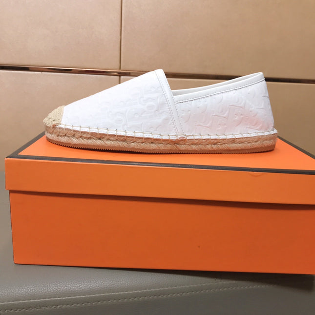 CD PARADISE ESPADRILLE LOAFER WHITE EMBOSSED CALFSKIN