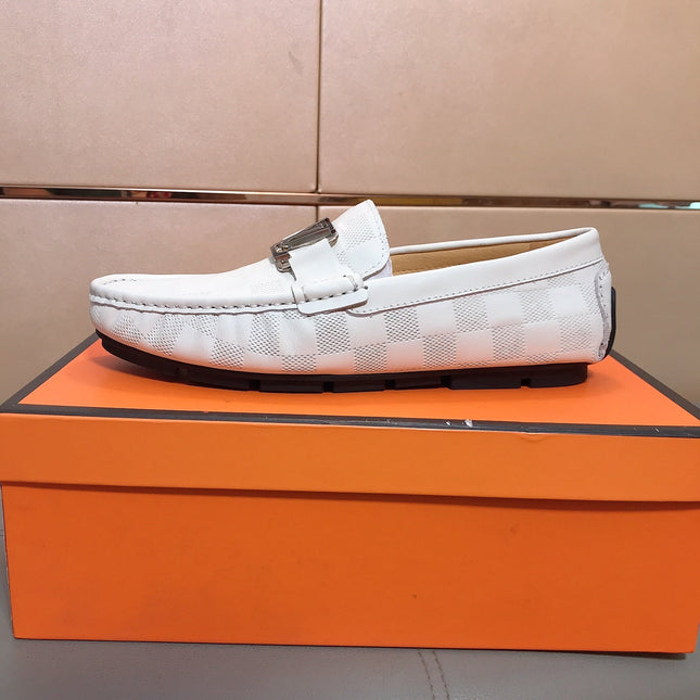 LV LOAFERS IN WHITE DAMIER CALFSKIN