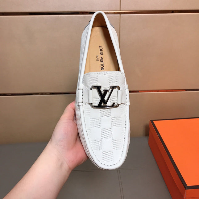 LV LOAFERS IN WHITE DAMIER CALFSKIN