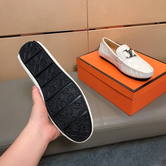 LV LOAFERS IN WHITE DAMIER CALFSKIN