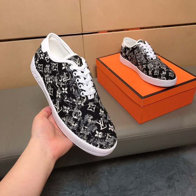 LV TRAINER BLACK MIX WHITE MONOGRAM JACQUARD
