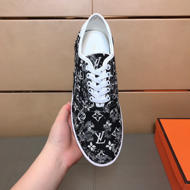LV TRAINER BLACK MIX WHITE MONOGRAM JACQUARD