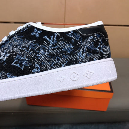 LV TRAINER BLACK MIX BLUE MONOGRAM JACQUARD