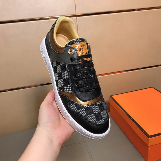 LV TRAINER BLACK CALFSKIN AND DAMIER CANVAS
