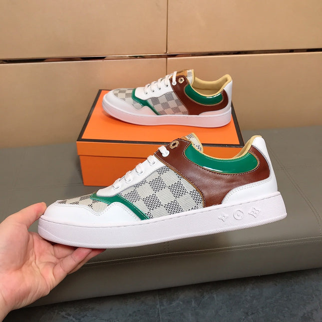 LV TRAINER WHITE CALFSKIN AND BEIGE BROWN DAMIER CANVAS