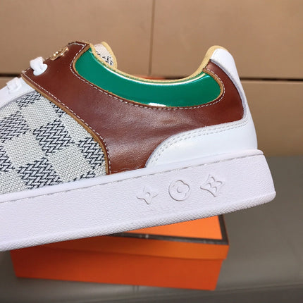 LV TRAINER WHITE CALFSKIN AND BEIGE BROWN DAMIER CANVAS