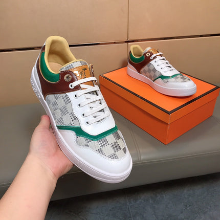 LV TRAINER WHITE CALFSKIN AND BEIGE BROWN DAMIER CANVAS